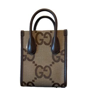 Gucci Mini Interlocking G Tote Monogram Jumbo GG Beige Brown Green