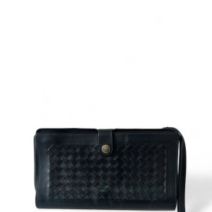 Bottega Veneta Clutch Lambskin Intrecciato Nappa Nappa Black