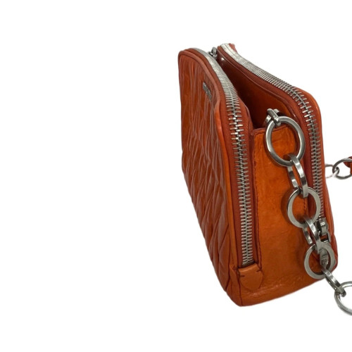 Miu Miu Shoulder Bag Crumpled Lambskin Orange