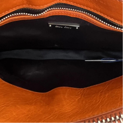 Miu Miu Shoulder Bag Crumpled Lambskin Orange