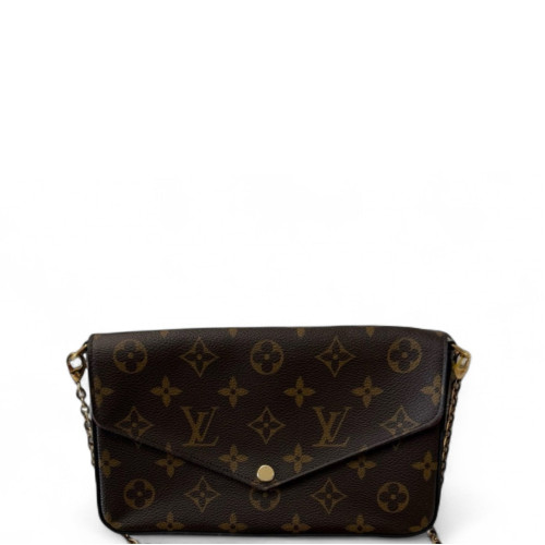 Louis Vuitton Pochette Felicie Chain Wallet Monogram Burgundy Brown