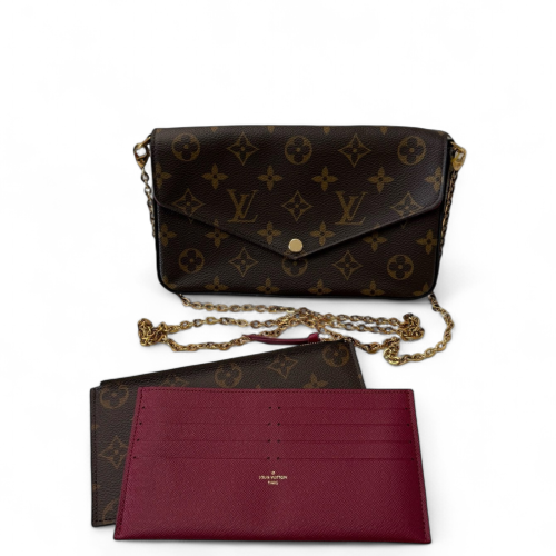 Louis Vuitton Pochette Felicie Chain Wallet Monogram Burgundy Brown