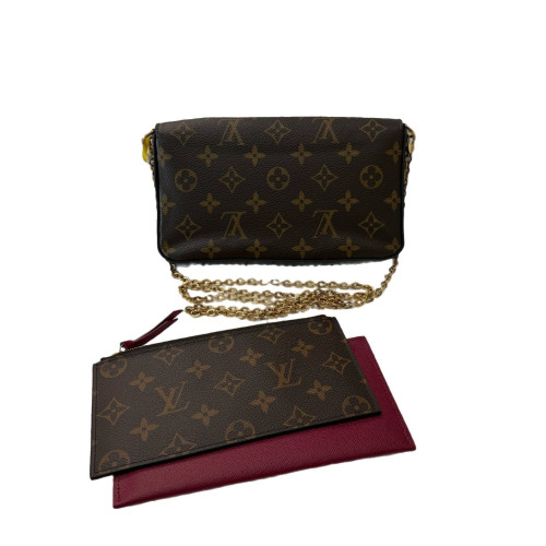 Louis Vuitton Pochette Felicie Chain Wallet Monogram Burgundy Brown