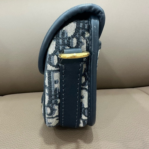 Dior Small Bobby Flap Oblique Beige Navy Black
