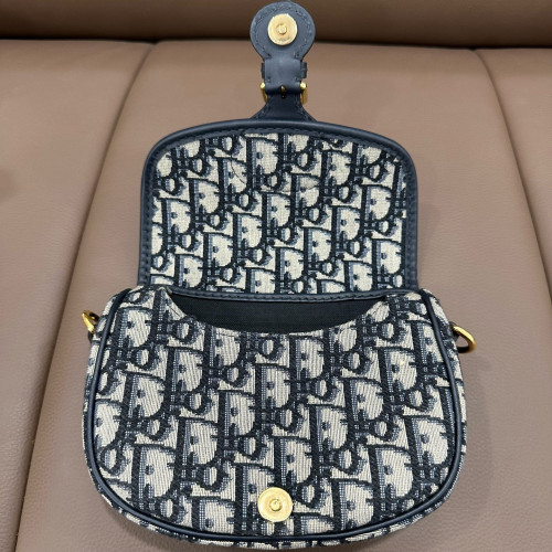 Dior Small Bobby Flap Oblique Beige Navy Black