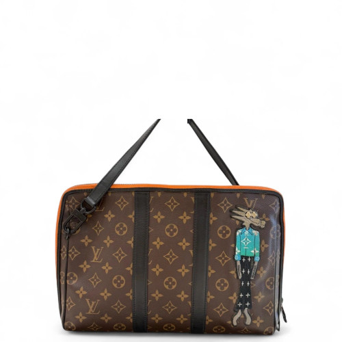 Louis Vuitton Clutch Monogram Brown Black Orange