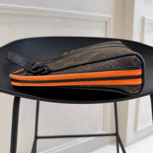 Louis Vuitton Clutch Monogram Brown Black Orange