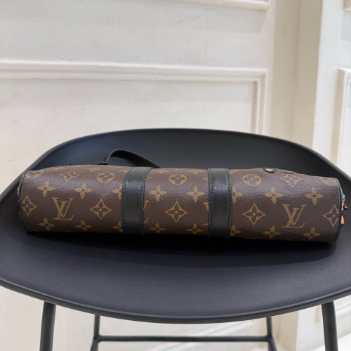 Louis Vuitton Clutch Monogram Brown Black Orange