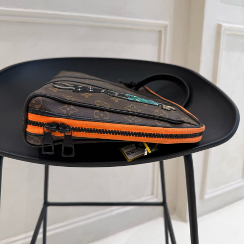 Louis Vuitton Clutch Monogram Brown Black Orange