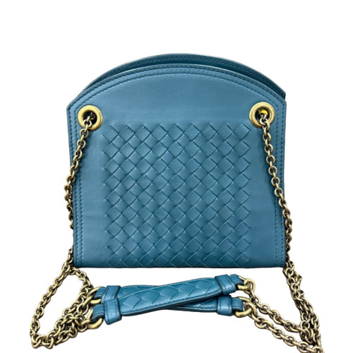 Bottega Veneta Crossbody Bag Lambskin Intrecciato Nappa Nappa Blue