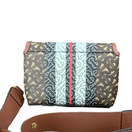 Burberry Flap Bag Monogram Calfskin Brown Black White
