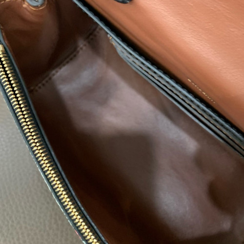 Burberry Flap Bag Monogram Calfskin Brown Black White