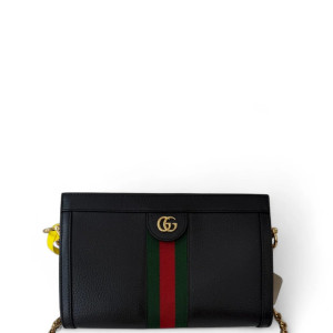 Gucci Small Ophidia Chain Shoulder Bag Calfskin Black