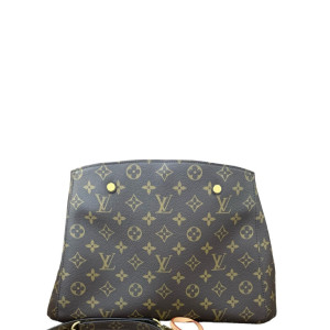 Louis Vuitton Montaigne MM Monogram Vachetta Leather Light Brown Dark Brown
