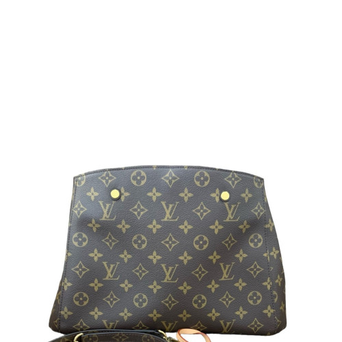 Louis Vuitton Montaigne MM Monogram Vachetta Leather Light Brown Dark Brown