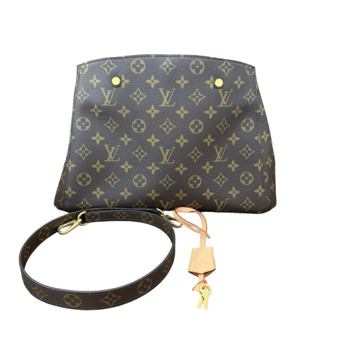Louis Vuitton Montaigne MM Monogram Vachetta Leather Light Brown Dark Brown