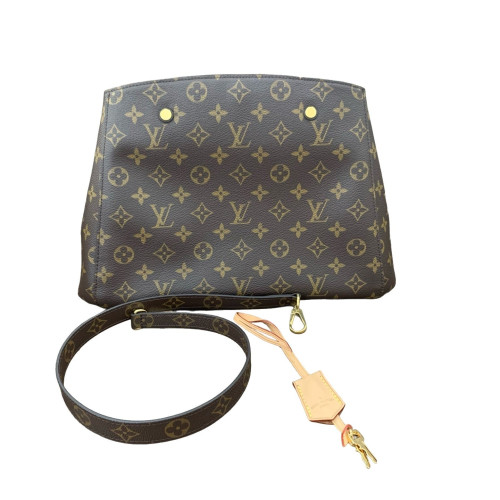 Louis Vuitton Montaigne MM Monogram Vachetta Leather Light Brown Dark Brown
