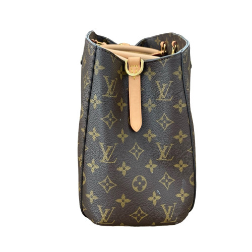 Louis Vuitton Montaigne MM Monogram Vachetta Leather Light Brown Dark Brown
