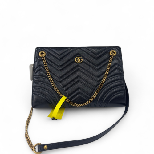 Gucci Matelasse GG Marmont Shoulder Bag Calfskin Black