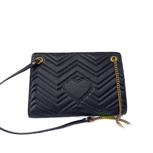 Gucci Matelasse GG Marmont Shoulder Bag Calfskin Black
