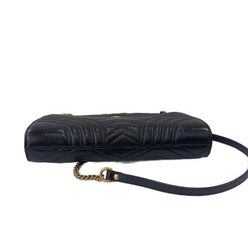 Gucci Matelasse GG Marmont Shoulder Bag Calfskin Black