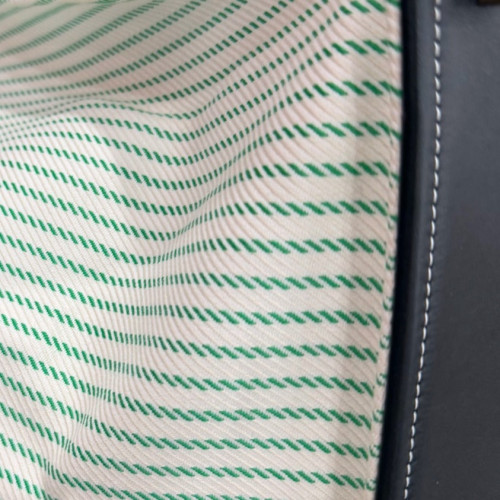 Celine Handbag Striped Canvas Calfskin White Green Black