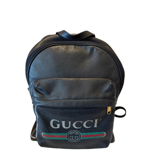 Gucci Backpack Grained Calfskin Black Red Green
