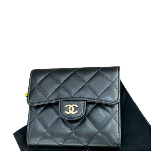 Chanel Quilted Flap Wallet Calfskin Black
