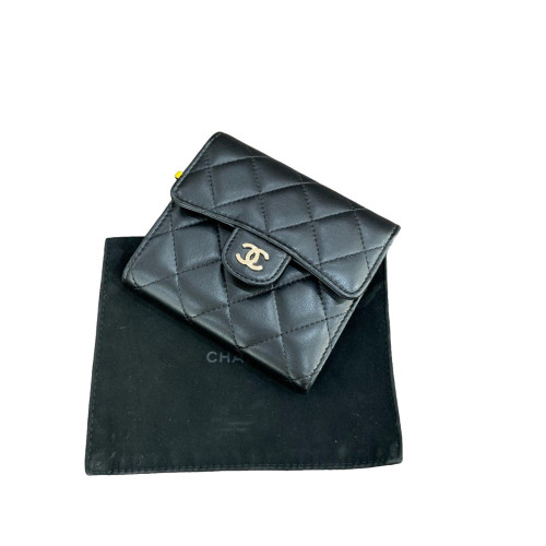 Chanel Quilted Flap Wallet Calfskin Black