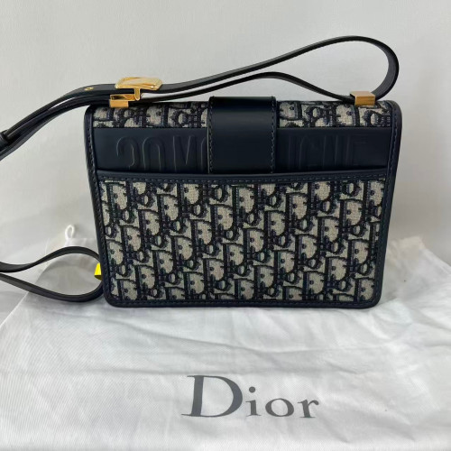 Dior 30 Montaigne Flap Bag Oblique Black Beige Navy
