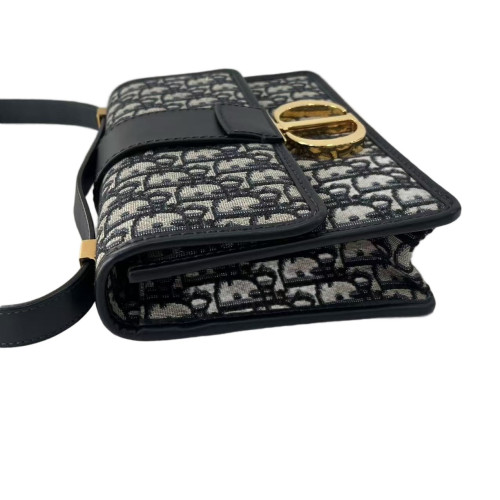 Dior 30 Montaigne Flap Bag Oblique Black Beige Navy
