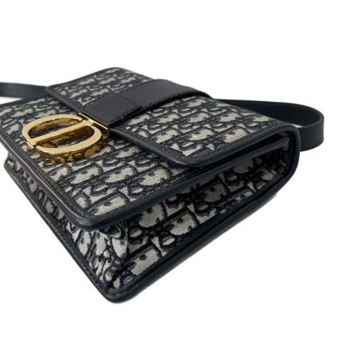 Dior 30 Montaigne Flap Bag Oblique Black Beige Navy