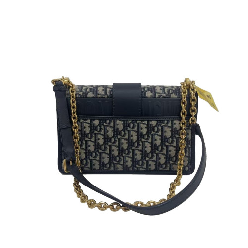 Dior 30 Montaigne Chain Flap Bag Oblique Beige Black Navy