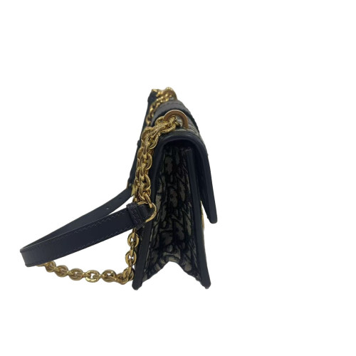Dior 30 Montaigne Chain Flap Bag Oblique Beige Black Navy