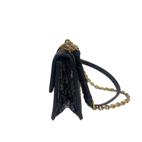 Dior 30 Montaigne Chain Flap Bag Oblique Beige Black Navy