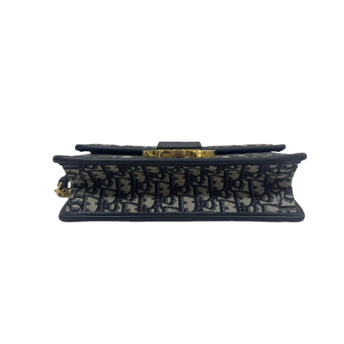 Dior 30 Montaigne Chain Flap Bag Oblique Beige Black Navy