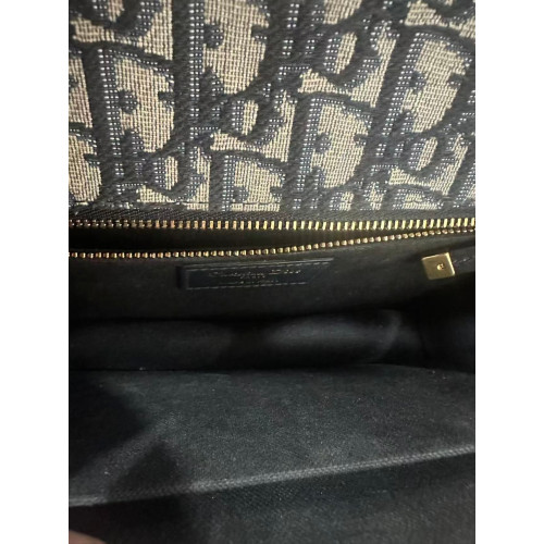 Dior 30 Montaigne Chain Flap Bag Oblique Beige Black Navy