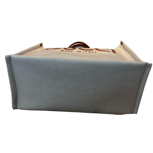 Gucci Tote Bag Canvas Calfskin Brown Beige Gucci Tote Bag Canvas Calfskin Brown Beige