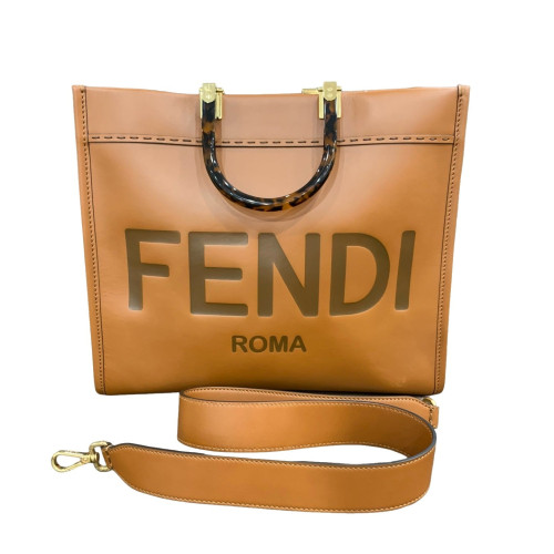 Fendi Medium Sunshine Shopper Tote Calfskin Brown