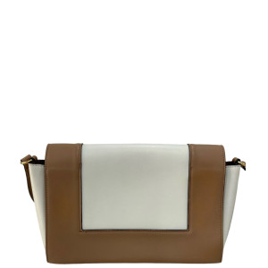 Celine Flap Bag Calfskin Brown White