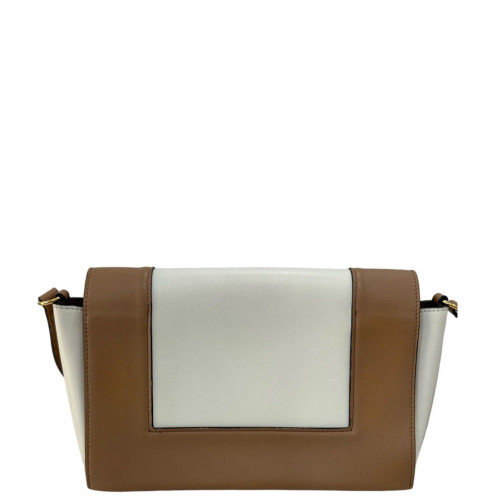 Celine Flap Bag Calfskin Brown White Celine Flap Bag Calfskin Brown White