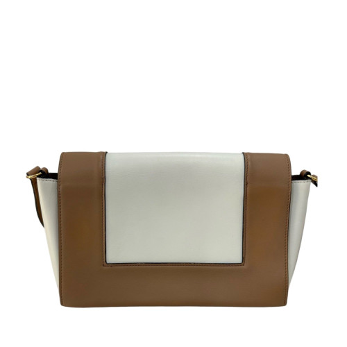 Celine Flap Bag Calfskin Brown White Celine Flap Bag Calfskin Brown White