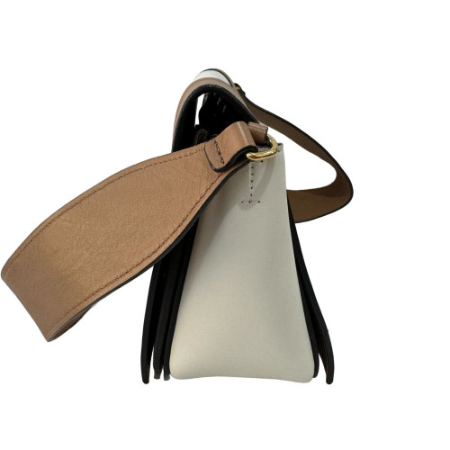Celine Flap Bag Calfskin Brown White Celine Flap Bag Calfskin Brown White