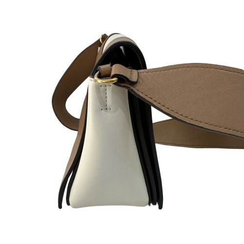 Celine Flap Bag Calfskin Brown White Celine Flap Bag Calfskin Brown White