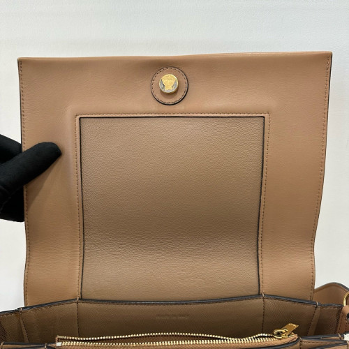 Celine Flap Bag Calfskin Brown White Celine Flap Bag Calfskin Brown White