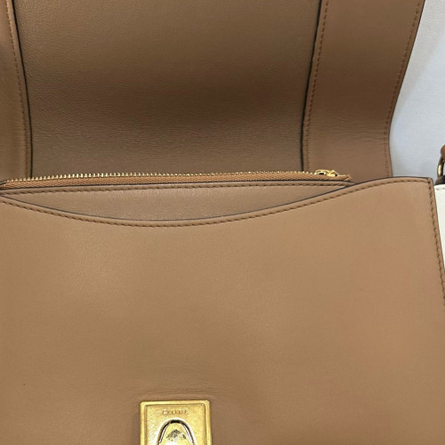 Celine Flap Bag Calfskin Brown White Celine Flap Bag Calfskin Brown White