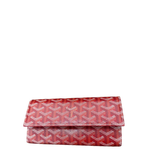 Goyard Continental Wallet Goyardine Red White Black