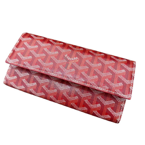 Goyard Continental Wallet Goyardine Red White Black