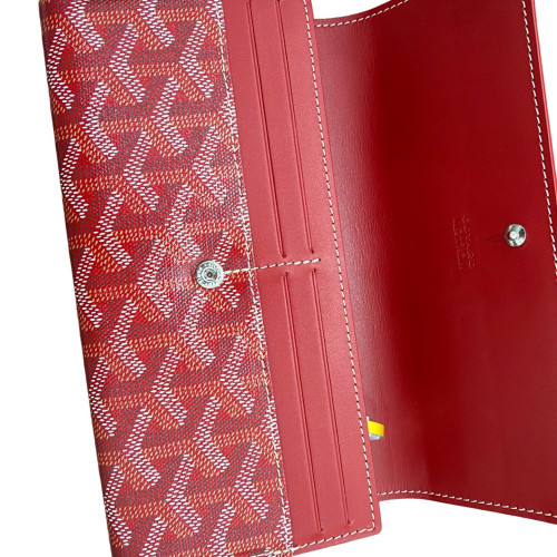 Goyard Continental Wallet Goyardine Red White Black
