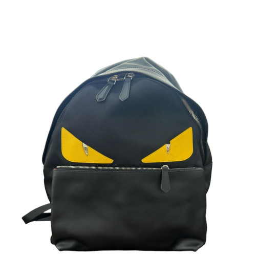 Fendi Backpack Calfskin Nylon Black Yellow